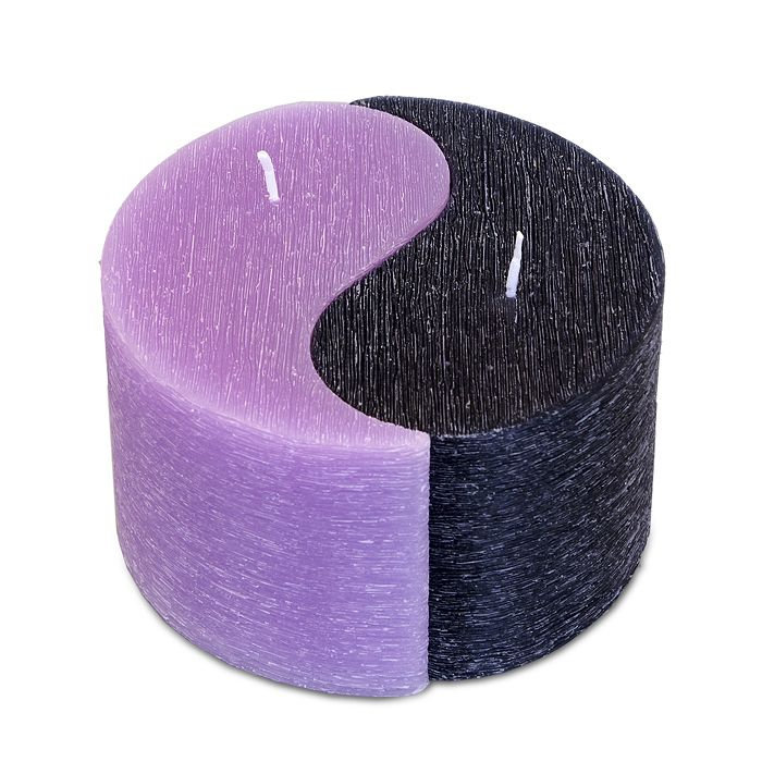 свеча двудольная призма Инь-Янь d125h75 сиреневый/черный