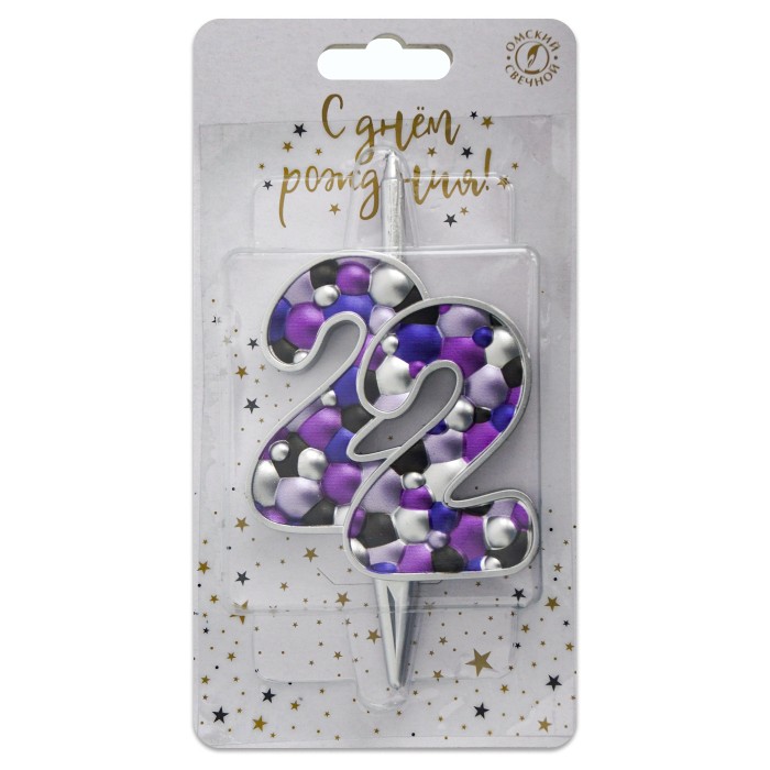 свеча тортовая   22 "пузырьки  серебро"