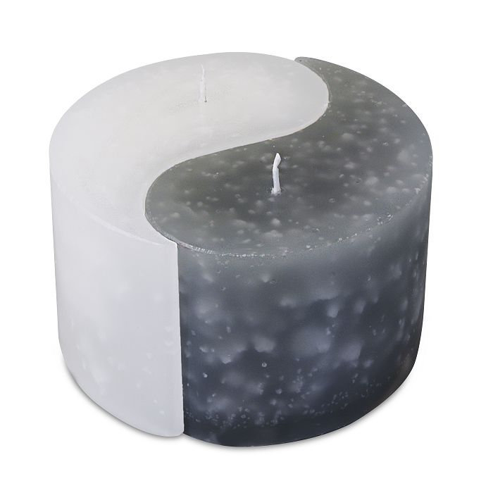 свеча двудольная призма Инь-Янь d125h75 белый/дымчато-голубой