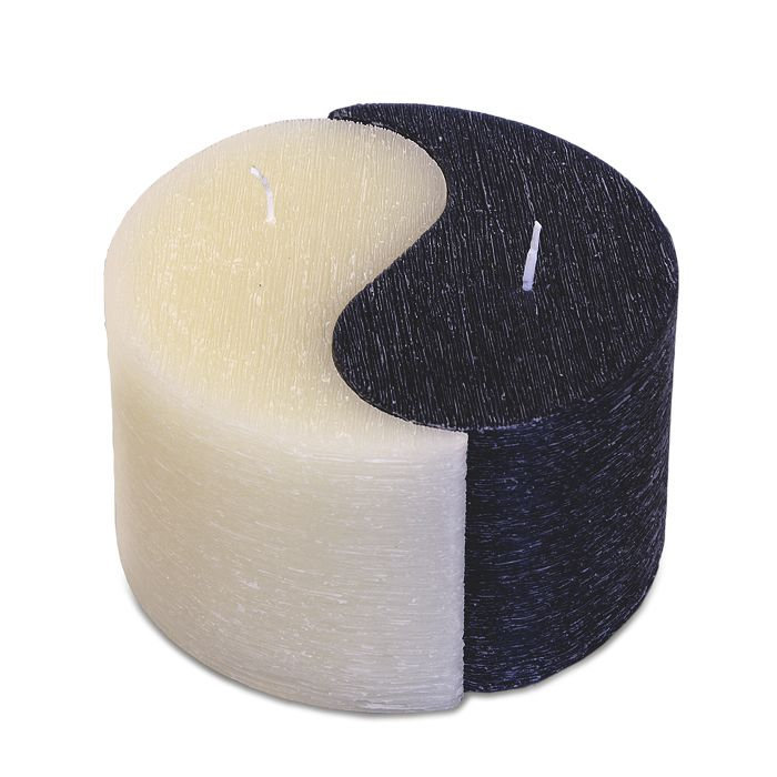 свеча двудольная призма Инь-Янь d125h75 кремовый/черный