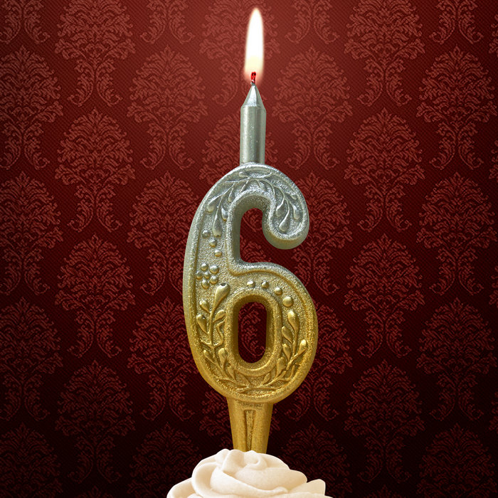 свеча тортовая 6 узорная "серебро-золото"