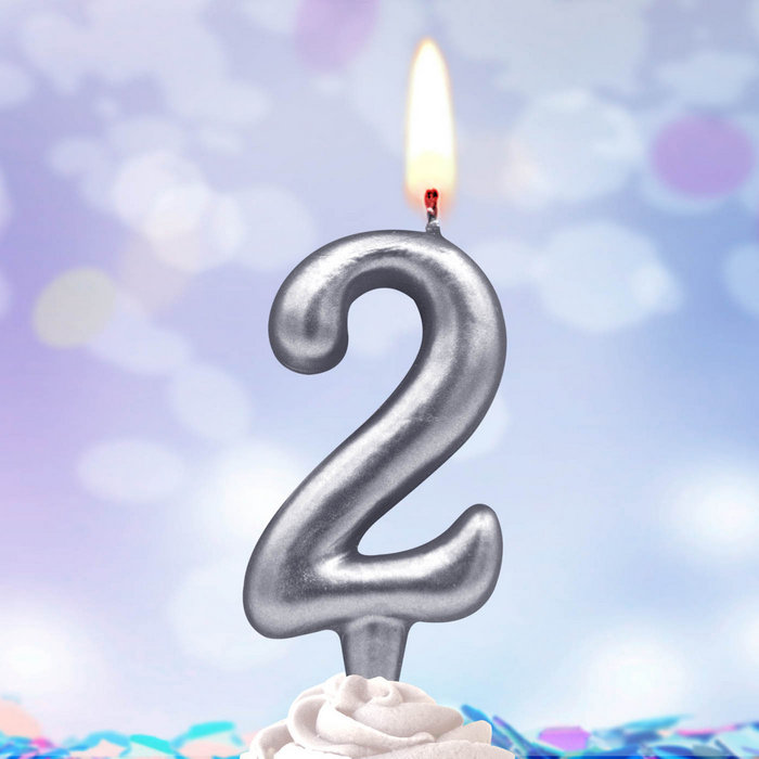 свеча тортовая 2 "серебряная"