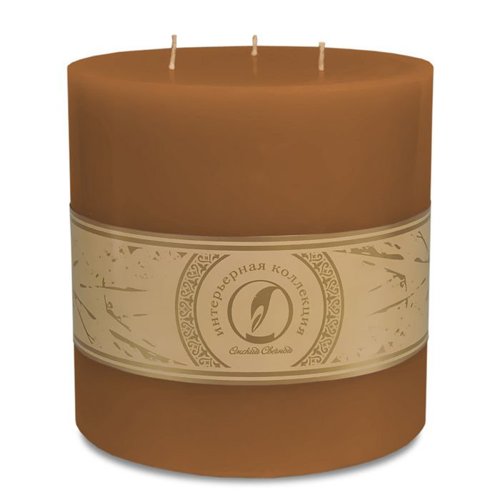 свеча цилиндр d150h150 3 фитиля коричневый