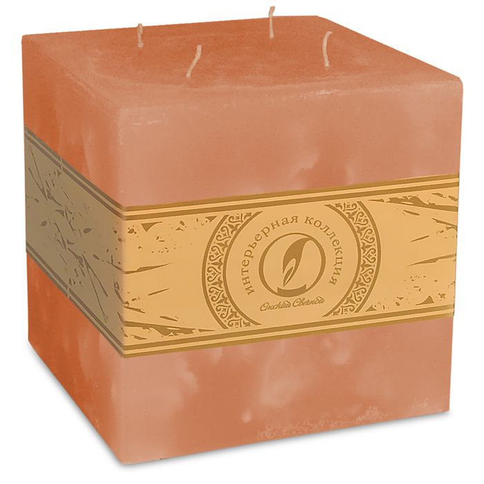 свеча куб 125 4 фитиля облепиховый