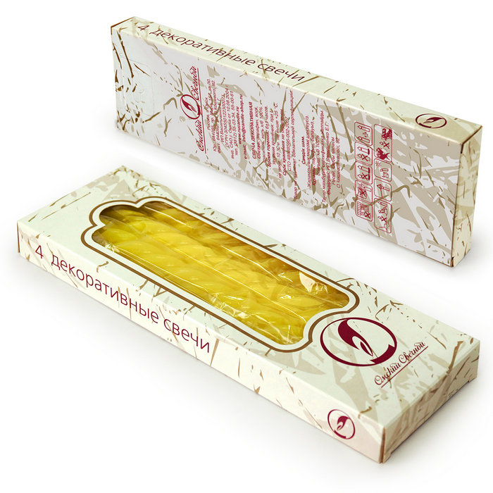 свеча витая 4 шт желтая