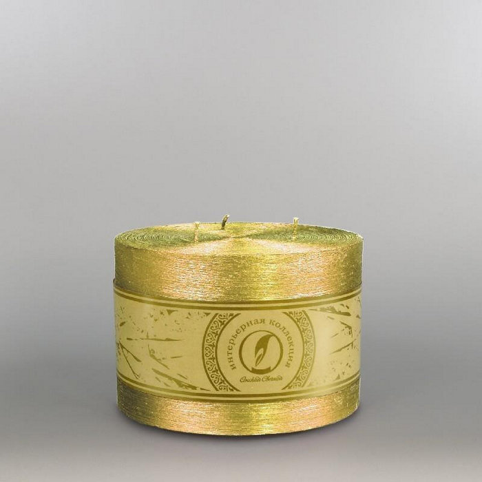 свеча цилиндр d150h105 3 фитиля золото