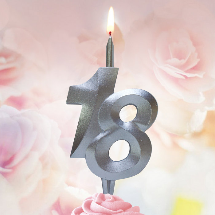 свеча тортовая витая юбилейная 18 "серебро"