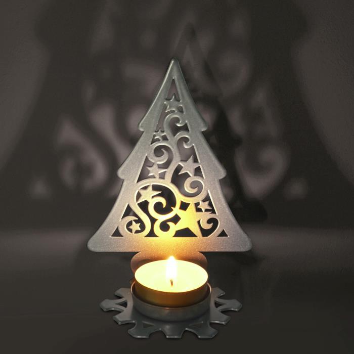 подсвечник "елка со звездами" цвет серебро
