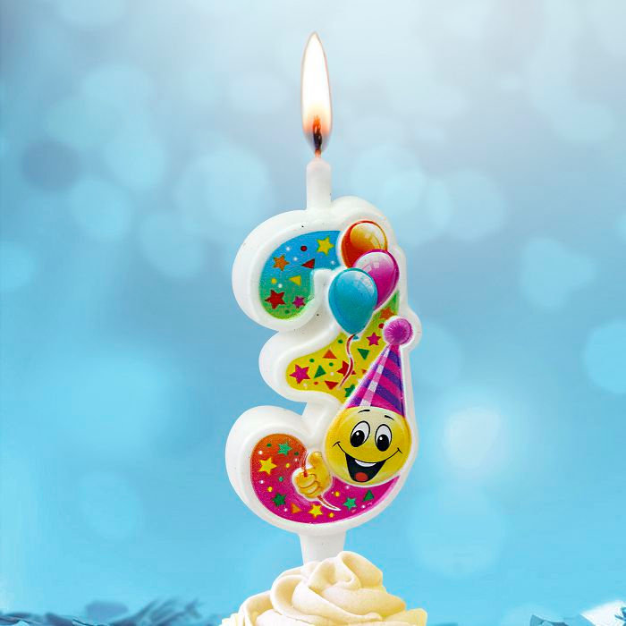 свеча тортовая "Смайлик с шарами" 3