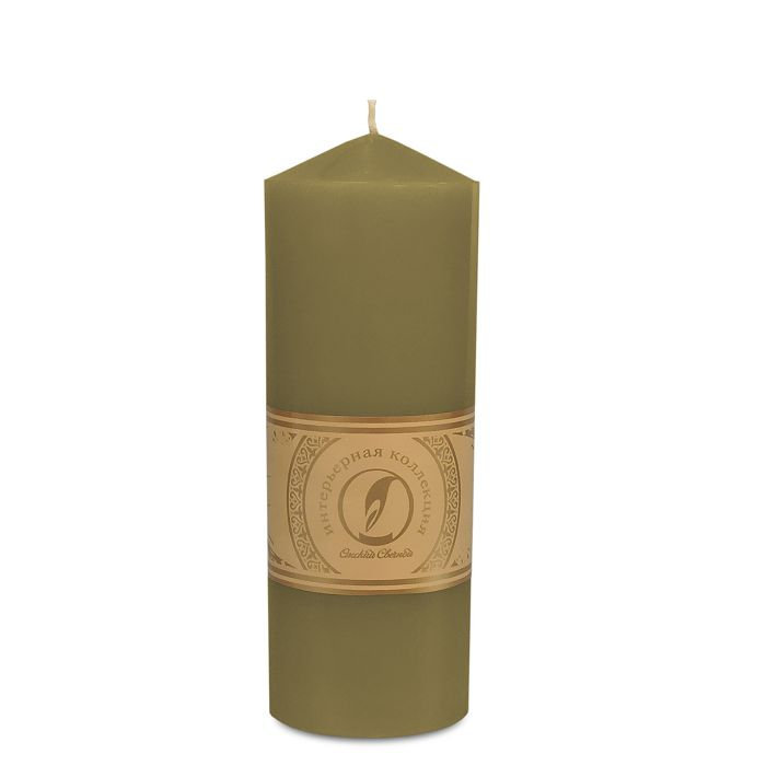 свеча цилиндр с конусом d70h200 оливковый