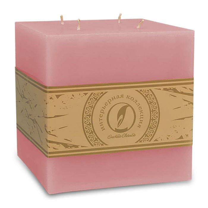 свеча куб 125 4 фитиля розовый