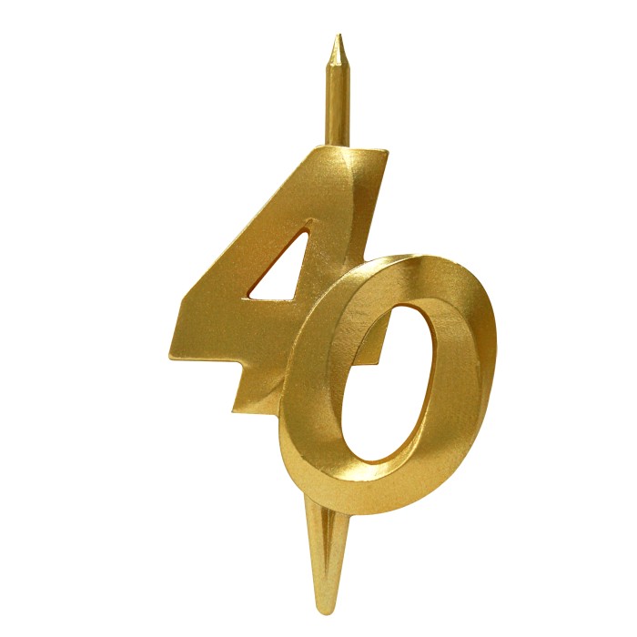 свеча тортовая витая юбилейная 40 "золотая"