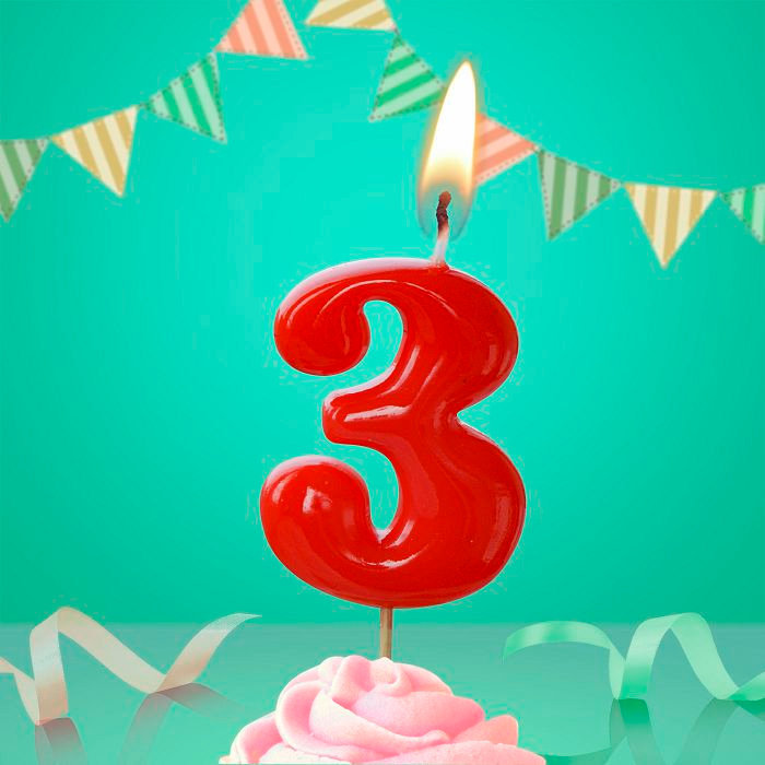 свеча тортовая на шпажке красная 3