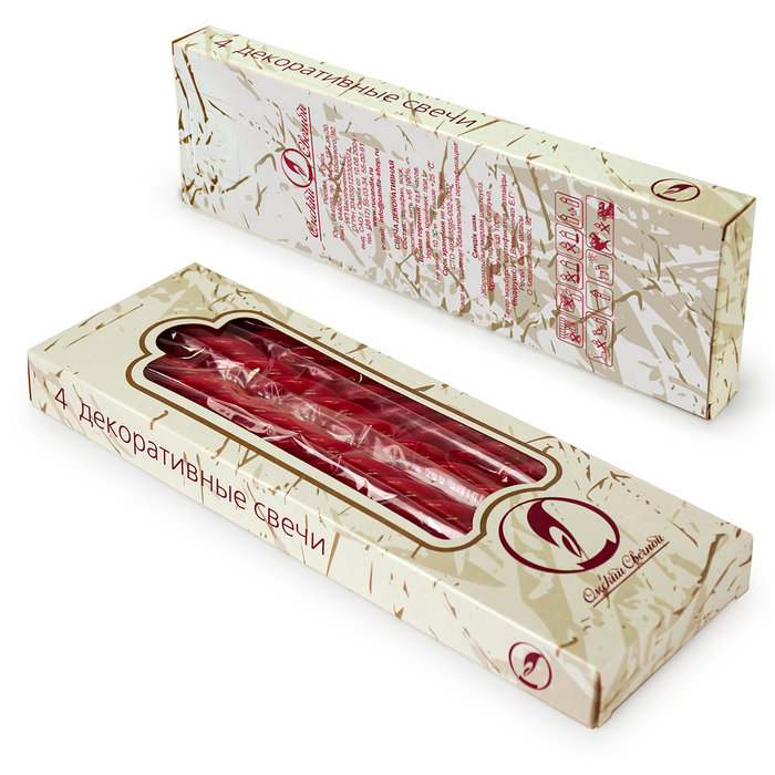 свеча витая 4 шт красная