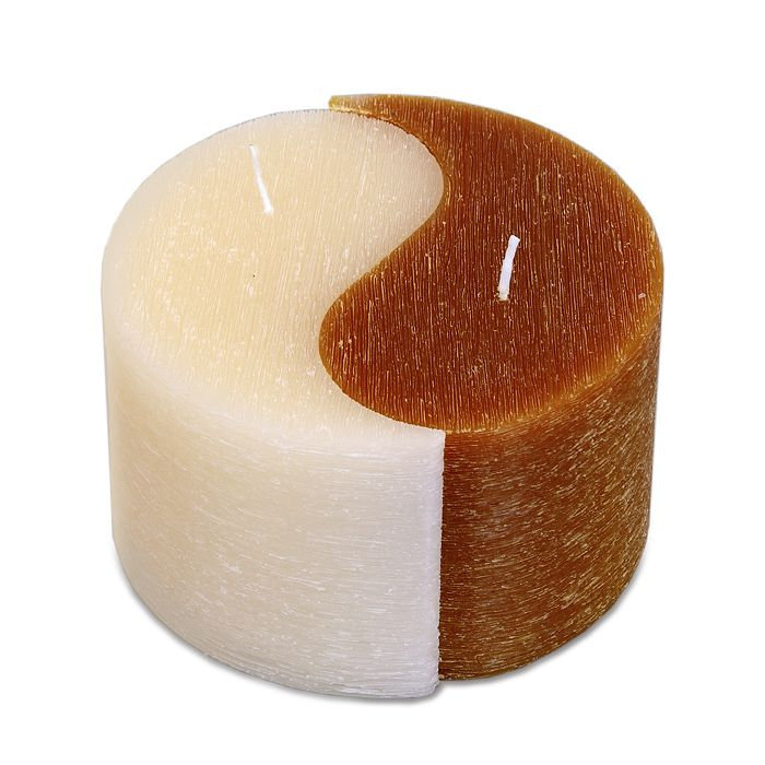 свеча двудольная призма Инь-Янь d125h75 коричневый/крем