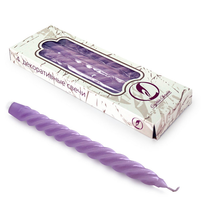 свеча витая 4 шт сиреневая