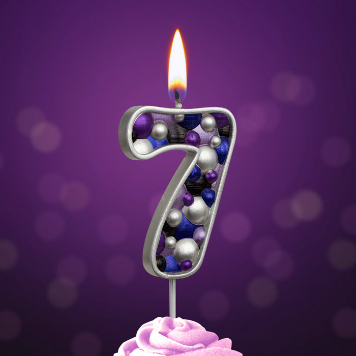 свеча тортовая "пузырьки" мал 7 серебро