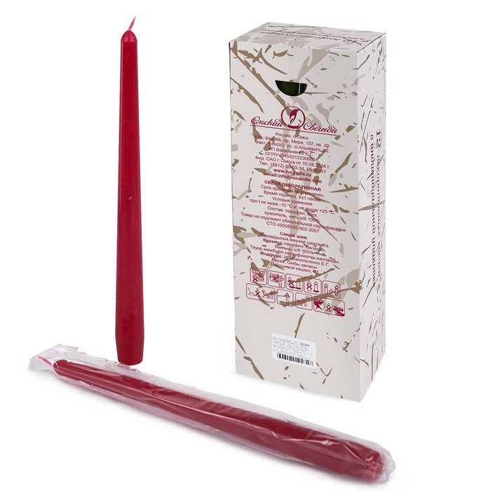 свеча античная 12 шт малиновая