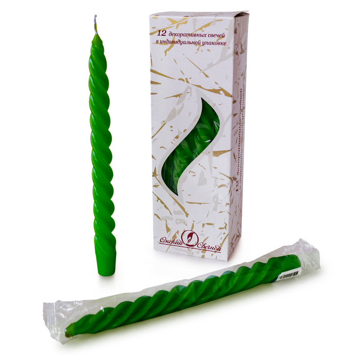 свеча витая 12 шт темно-зеленая