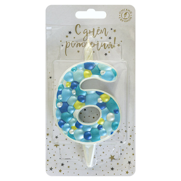 свеча тортовая 6 "Пузырьки" микс