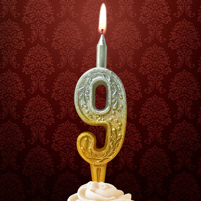 свеча тортовая 9 узорная "серебро-золото"