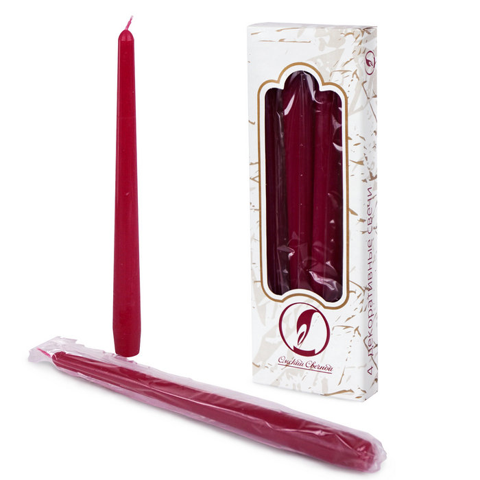 свеча античная 4 шт малиновая