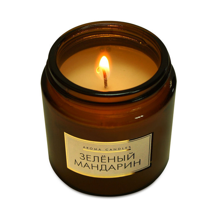 свечи в банке ароматизированные "зеленый мандарин"