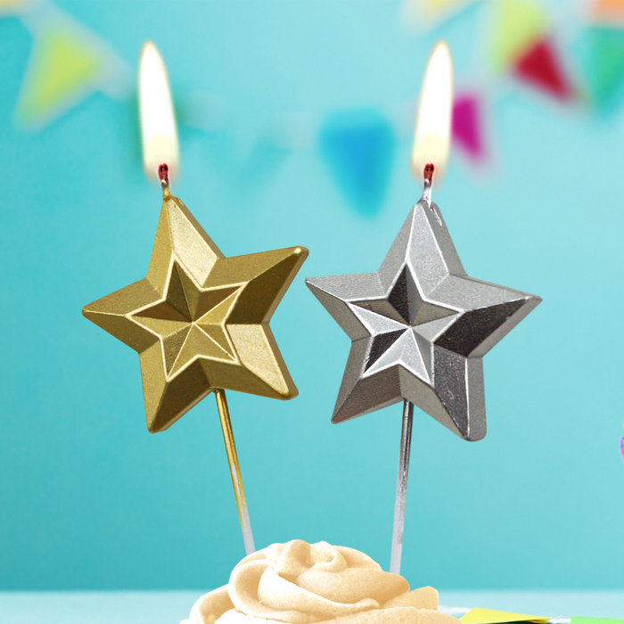 свеча тортовая на шпажке звезда грани микс
