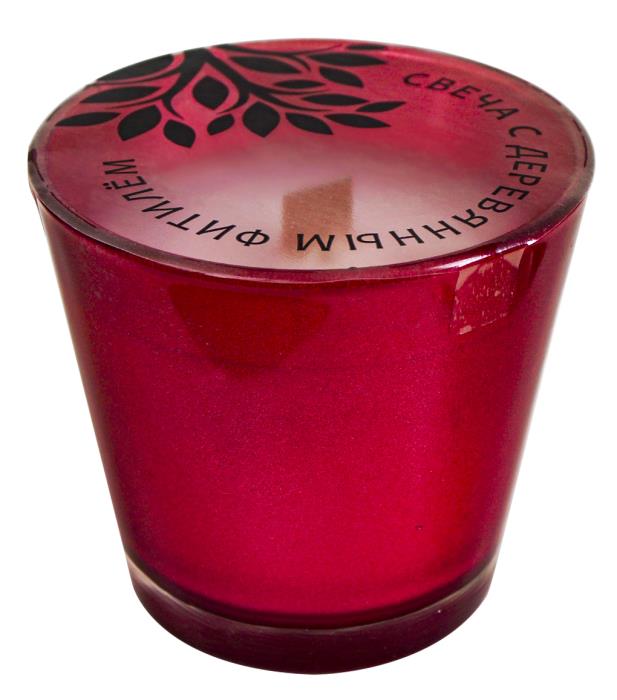 свеча в стекле с деревянным фитилем