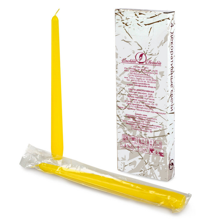свеча античная 4 шт желтая