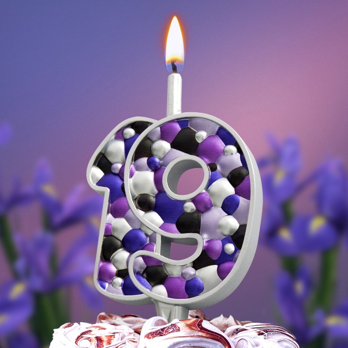 свеча тортовая  19 "пузырьки  серебро"