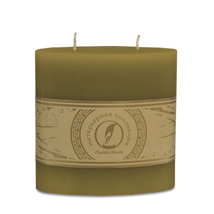 свеча овальная призма 125х63х125 2 фитиля оливковый