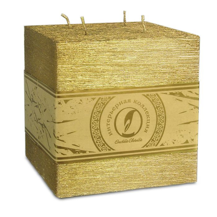 свеча куб 125 4 фитиля золото