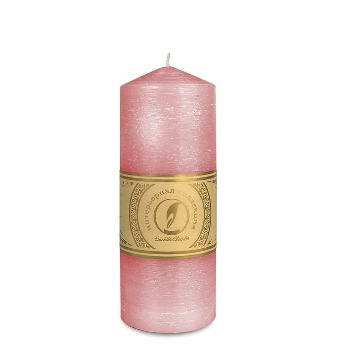свеча цилиндр с конусом d70h200 розовый