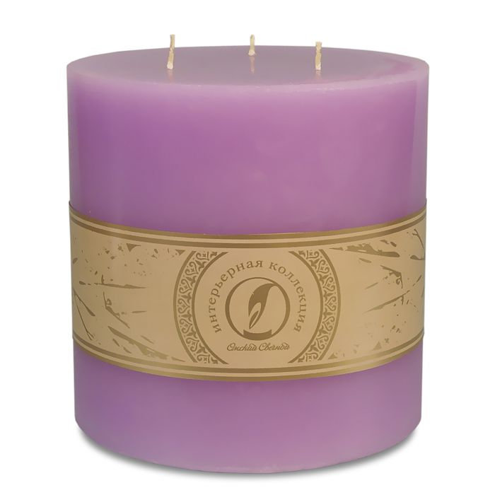 свеча цилиндр d150h150 3 фитиля сиреневый