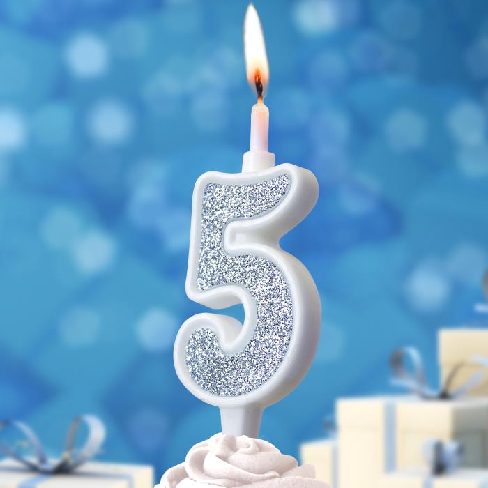 свеча тортовая 5 "суперблеск" серебро