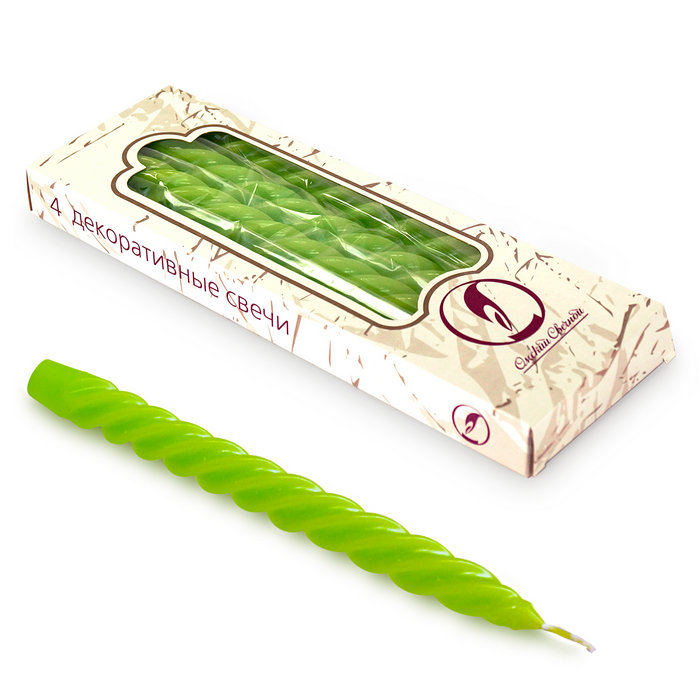 свеча витая 4 шт зеленая