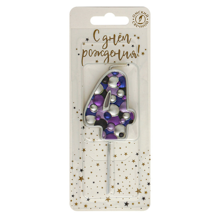 свеча тортовая "пузырьки" мал 4 серебро