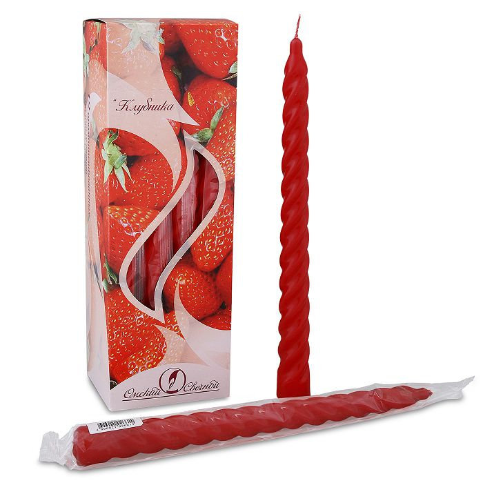 свеча ароматизированная витая 12 шт "клубника"