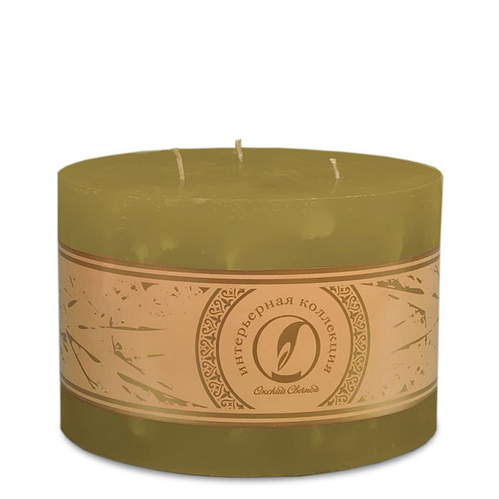 свеча цилиндр d150h105 3 фитиля оливковый