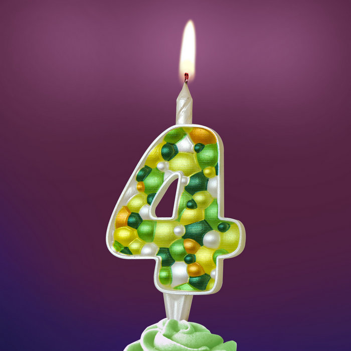 свеча тортовая 4 "Пузырьки" микс
