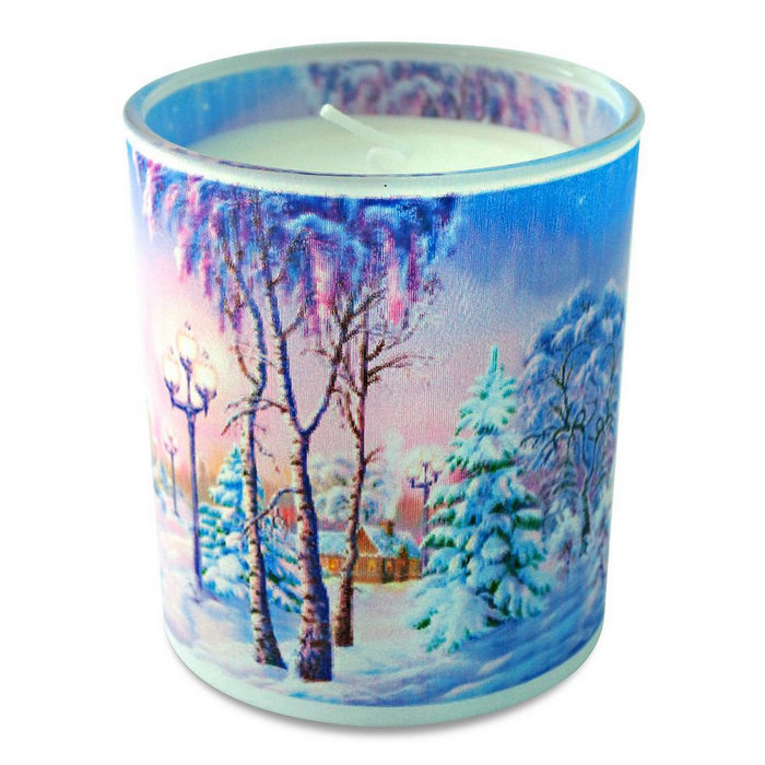 свеча в стекле "морозное утро"