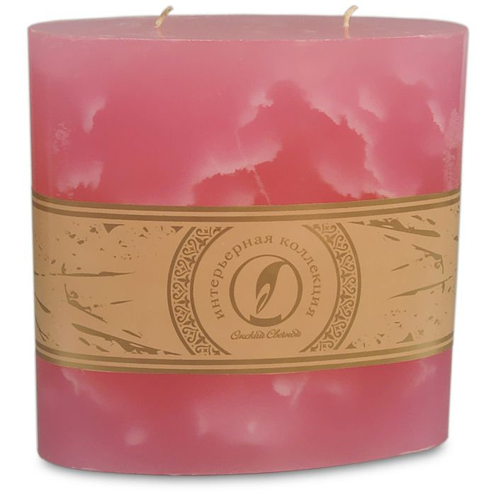 свеча овальная призма 150х75х150 2 фитиля розовый