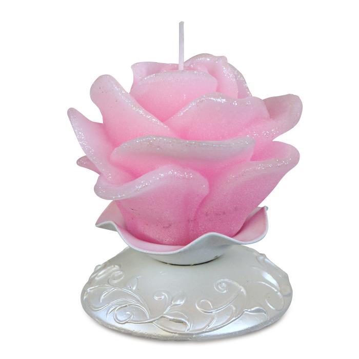 свеча мигающая хамелеон Роза на подсвеч. аромат.