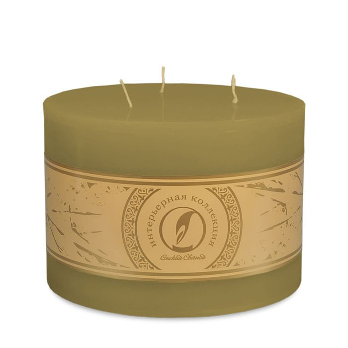 свеча цилиндр d150h105 3 фитиля оливковый