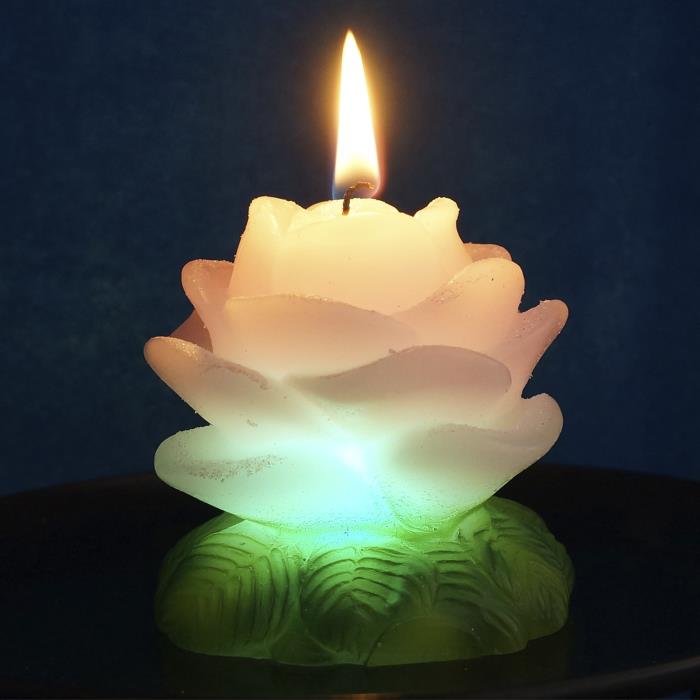 свеча мигающая  Роза малая ароматиз.