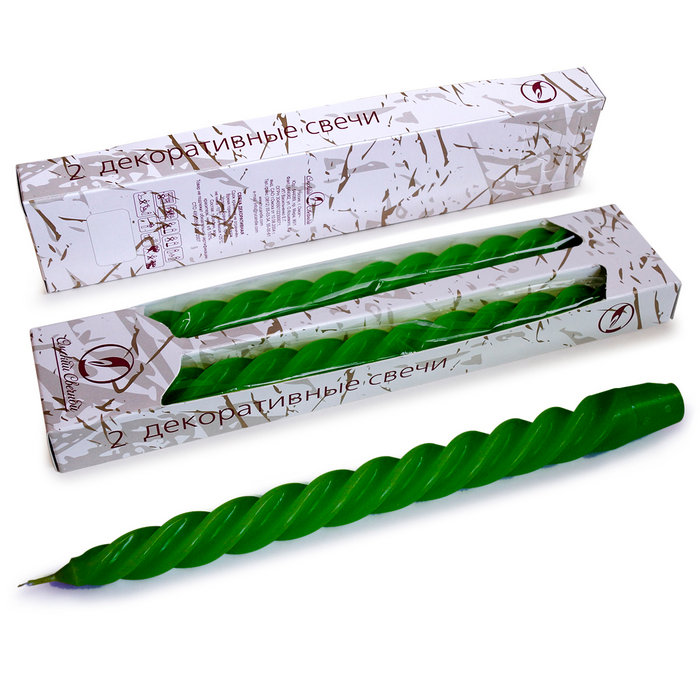 свеча витая 2 шт темно-зеленая