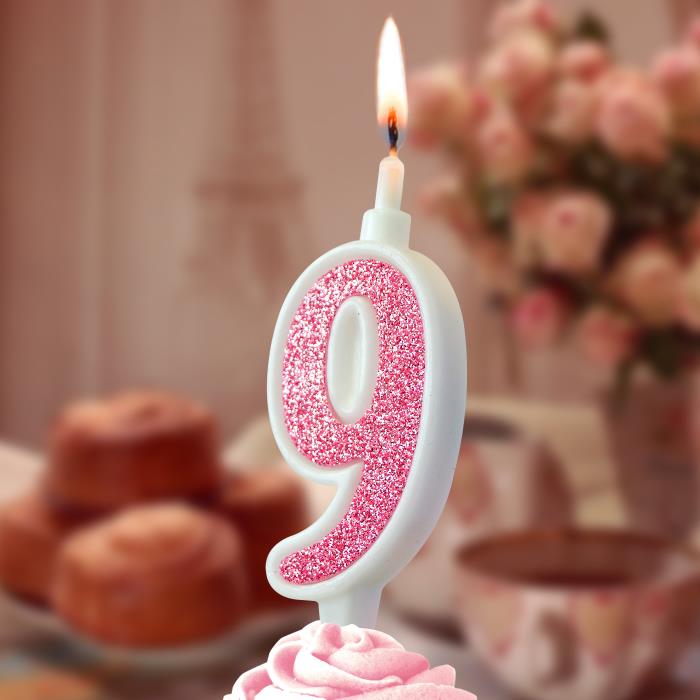 свеча тортовая 9 "суперблеск" розовый