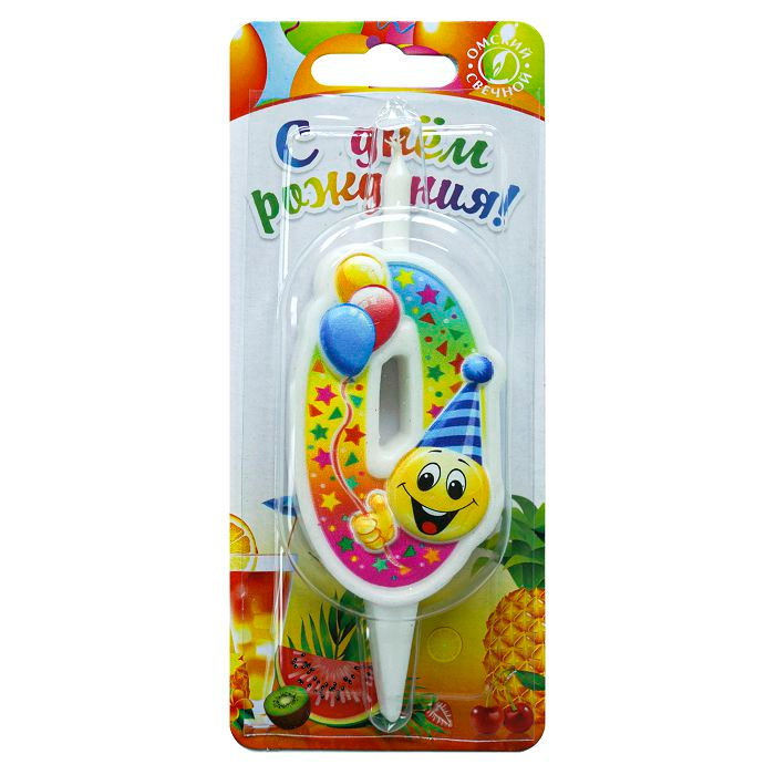 свеча тортовая "Смайлик с шарами" 0