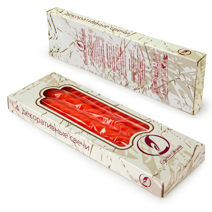 свеча витая 4 шт оранжевая